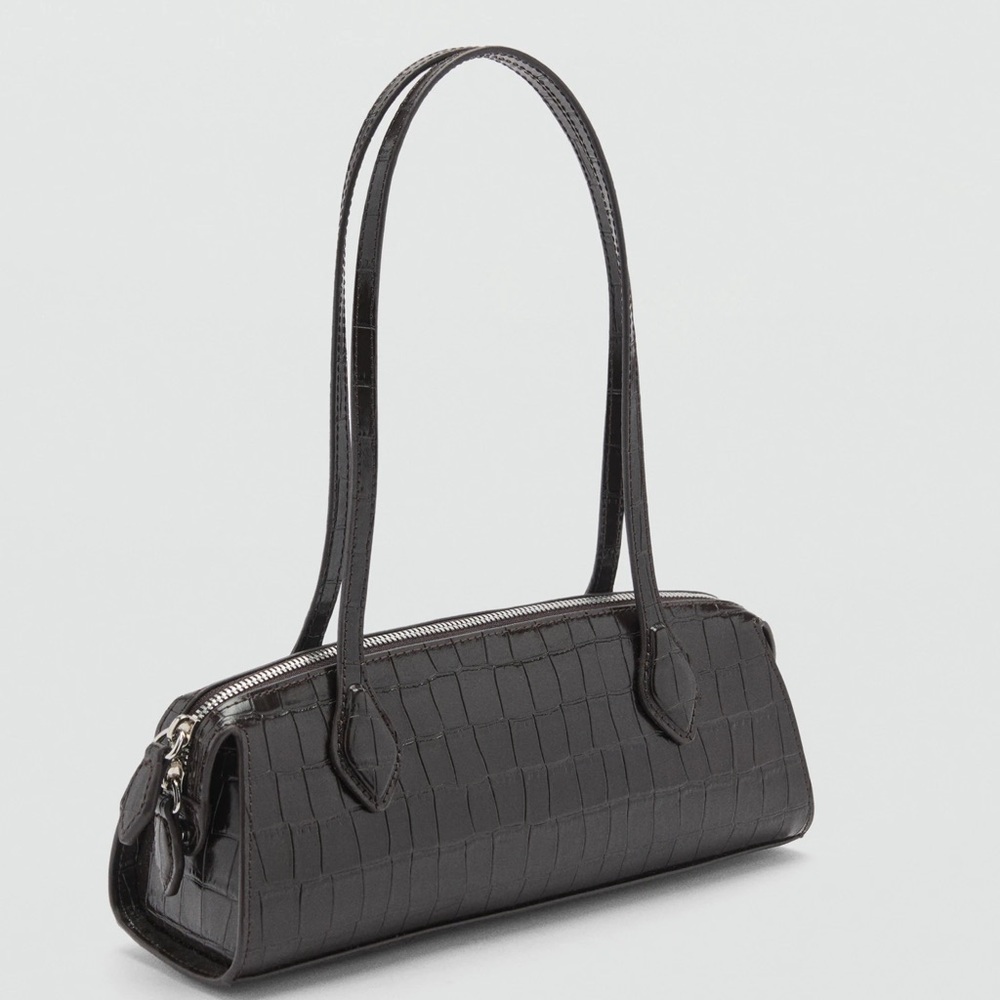 Mango Brown Embossed Shoulder Bag